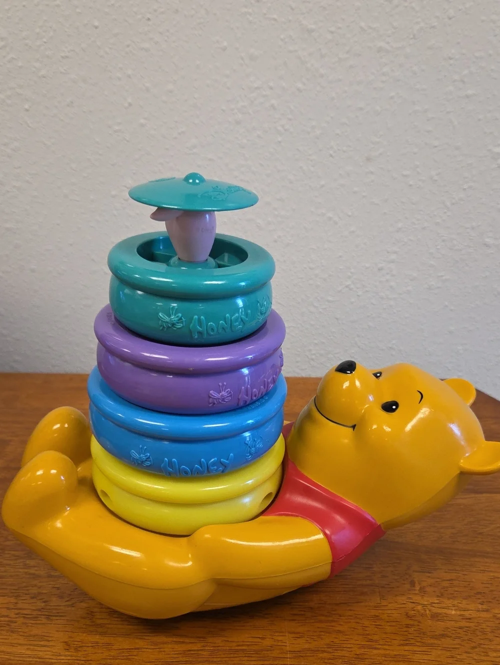 Vintage Mattel Disney Winnie the Pooh Stacking Rings Musical Toy